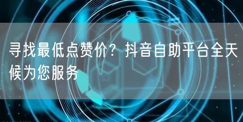 寻找最低点赞价？抖音自助平台全天候为您服务