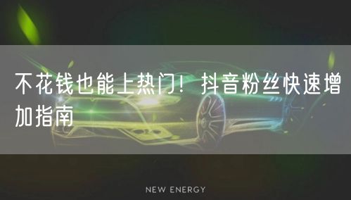 不花钱也能上热门！抖音粉丝快速增加指南