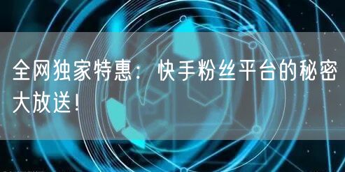 全网独家特惠：快手粉丝平台的秘密大放送！