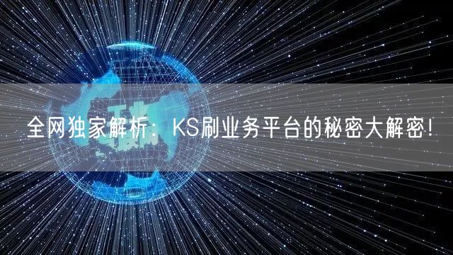 全网独家解析：KS刷业务平台的秘密大解密！