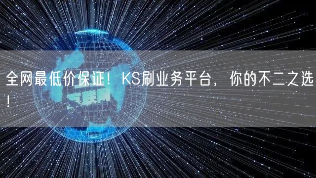 全网最低价保证！KS刷业务平台，你的不二之选！