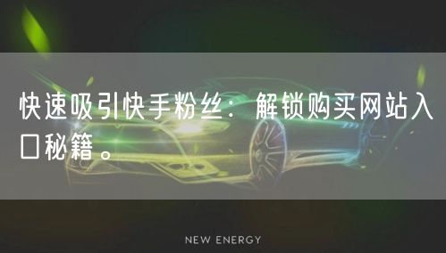 快速吸引快手粉丝：解锁购买网站入口秘籍。