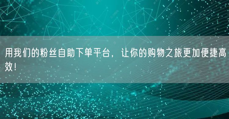 用我们的粉丝自助下单平台，让你的购物之旅更加便捷高效！
