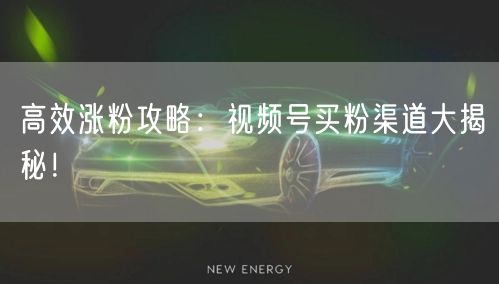 高效涨粉攻略：视频号买粉渠道大揭秘！