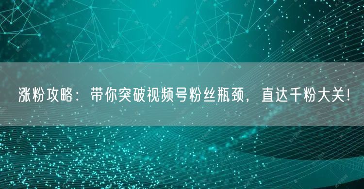 涨粉攻略：带你突破视频号粉丝瓶颈，直达千粉大关！