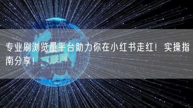 专业刷浏览量平台助力你在小红书走红！实操