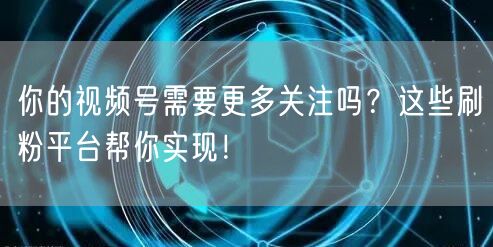 你的视频号需要更多关注吗？这些刷粉平台帮你实现！