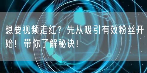 想要视频走红？先从吸引有效粉丝开始！带你了解秘诀！