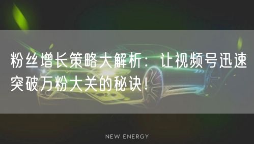 粉丝增长策略大解析：让视频号迅速突破万粉大关的秘诀！