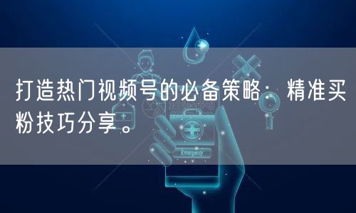 打造热门视频号的必备策略：精准买粉技巧分