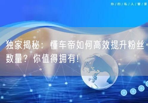 独家揭秘：懂车帝如何高效提升粉丝数量？你值得拥有！