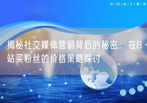 揭秘社交媒体营销背后的秘密：在B站买粉丝的价格策略探讨