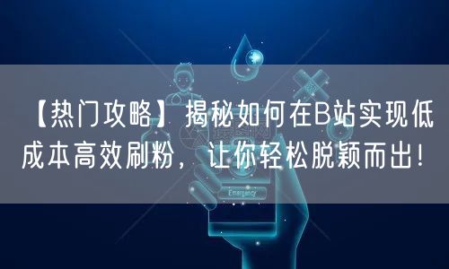 【热门攻略】揭秘如何在B站实现低成本高效刷粉，让你轻松脱颖而出！