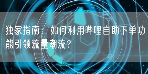 独家指南：如何利用哔哩自助下单功能引领流量潮流？