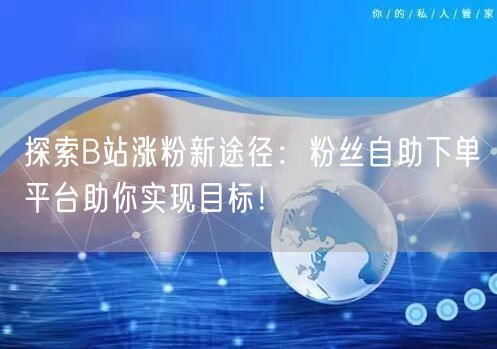 探索B站涨粉新途径：粉丝自助下单平台助你实现目标！
