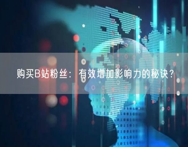 购买B站粉丝：有效增加影响力的秘诀？