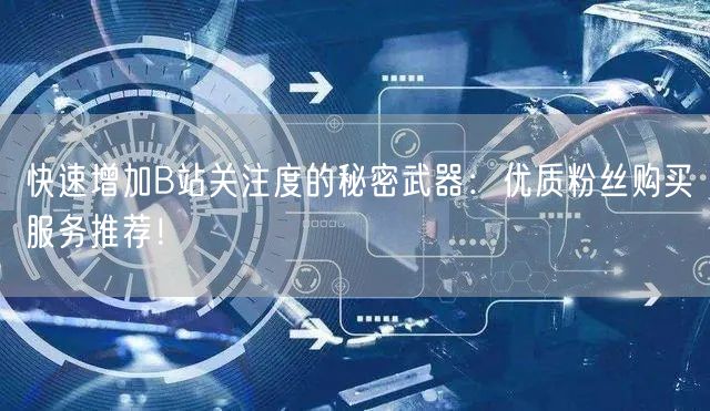快速增加B站关注度的秘密武器：优质粉丝购买服务推荐！
