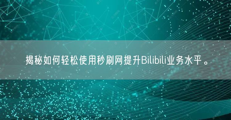 揭秘如何轻松使用秒刷网提升Bilibil
