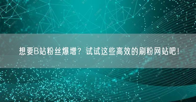 想要B站粉丝爆增？试试这些高效的刷粉网站吧！