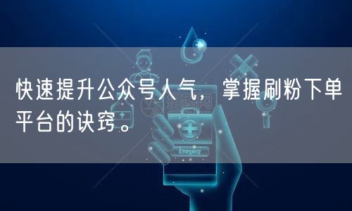 快速提升公众号人气，掌握刷粉下单平台的诀窍。